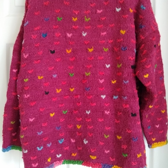 ARTESAN Sweater Jacket TOSHY ARTESANIAS Bolivia Handmade Wool Colorful Size XL - Picture 3 of 9